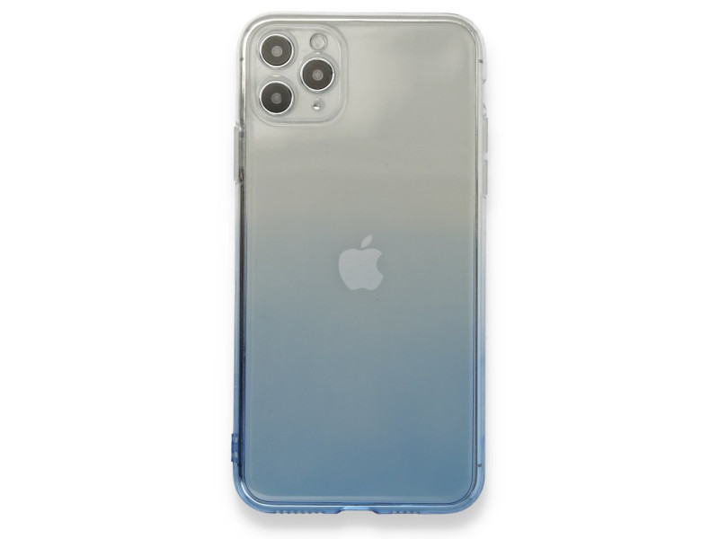 Newface iPhone 11 Pro Max Kılıf Lüx Çift Renkli Silikon - Mavi