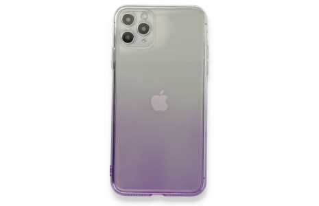 Newface iPhone 11 Pro Max Kılıf Lüx Çift Renkli Silikon - Mor