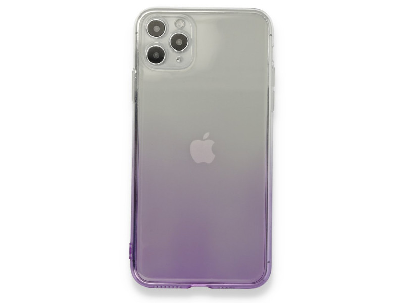 Newface iPhone 11 Pro Max Kılıf Lüx Çift Renkli Silikon - Mor