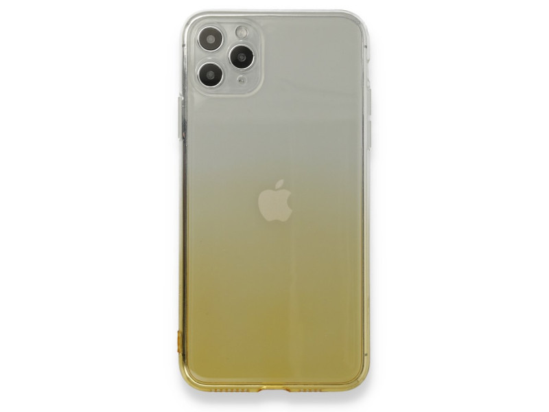 Newface iPhone 11 Pro Max Kılıf Lüx Çift Renkli Silikon - Sarı