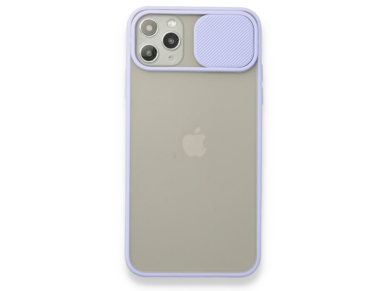 Newface iPhone 11 Pro Max Kılıf Palm Buzlu Kamera Sürgülü Silikon - Lila