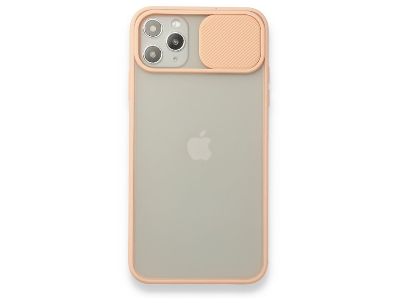 Newface iPhone 11 Pro Max Kılıf Palm Buzlu Kamera Sürgülü Silikon - Pembe