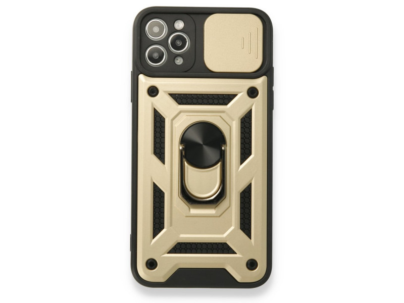 Newface iPhone 11 Pro Max Kılıf Pars Lens Yüzüklü Silikon - Gold