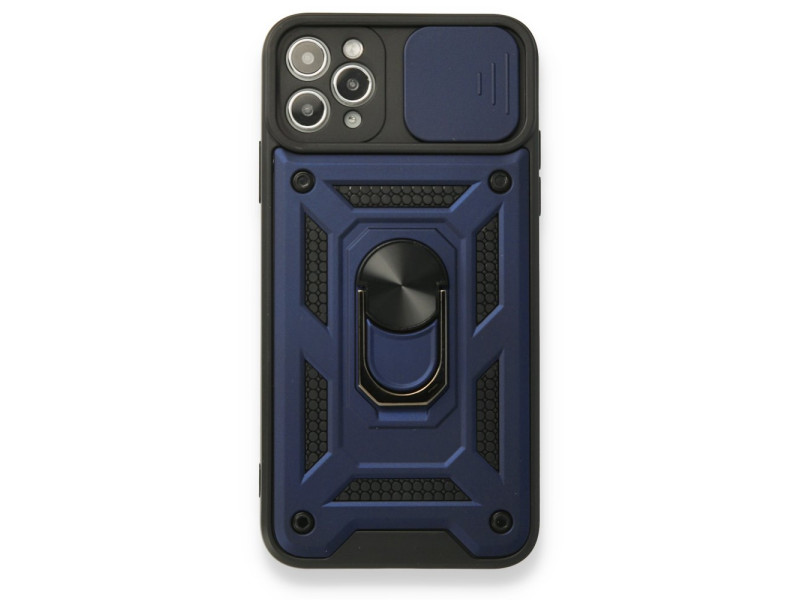 Newface iPhone 11 Pro Kılıf Pars Lens Yüzüklü Silikon - Lacivert
