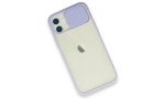 Newface iPhone 12 Kılıf Palm Buzlu Kamera Sürgülü Silikon - Lila