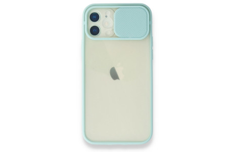 Newface iPhone 12 Kılıf Palm Buzlu Kamera Sürgülü Silikon - Turkuaz