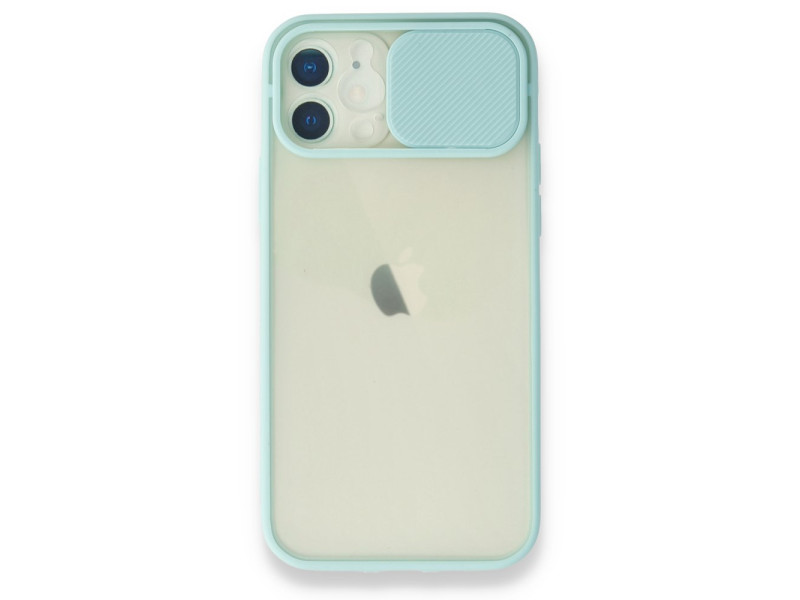 Newface iPhone 12 Kılıf Palm Buzlu Kamera Sürgülü Silikon - Turkuaz