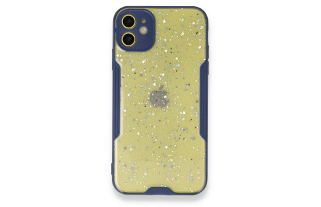 Newface iPhone 12 Kılıf Platin Simli Silikon - Lacivert