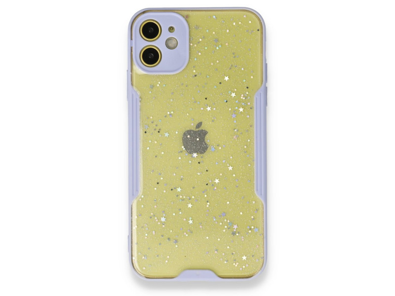 Newface iPhone 12 Kılıf Platin Simli Silikon - Lila