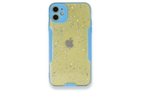 Newface iPhone 12 Kılıf Platin Simli Silikon - Mavi