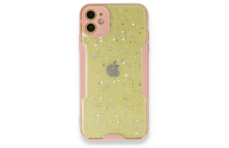 Newface iPhone 12 Kılıf Platin Simli Silikon - Pembe