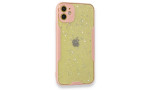 Newface iPhone 12 Kılıf Platin Simli Silikon - Pembe