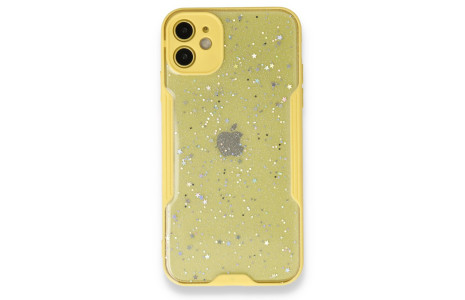 Newface iPhone 12 Kılıf Platin Simli Silikon - Sarı