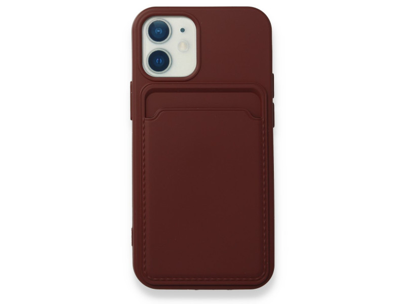 Newface iPhone 12 Mini Kılıf Kelvin Kartvizitli Silikon - Bordo