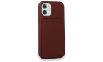 Newface iPhone 12 Mini Kılıf Kelvin Kartvizitli Silikon - Bordo