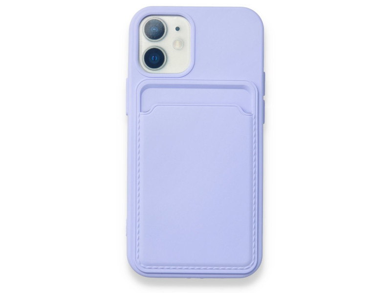 Newface iPhone 12 Mini Kılıf Kelvin Kartvizitli Silikon - Lila