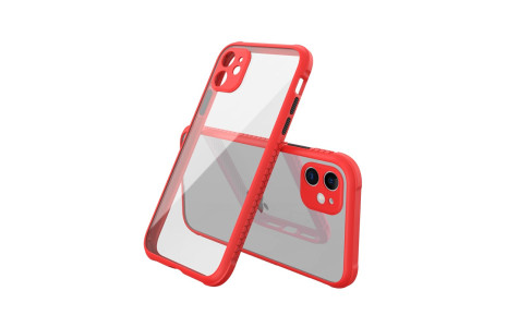 Newface iPhone 12 Mini Kılıf Miami Şeffaf Silikon - Kırmızı