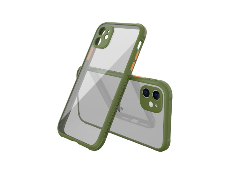 Newface iPhone 12 Mini Kılıf Miami Şeffaf Silikon - Koyu Yeşil