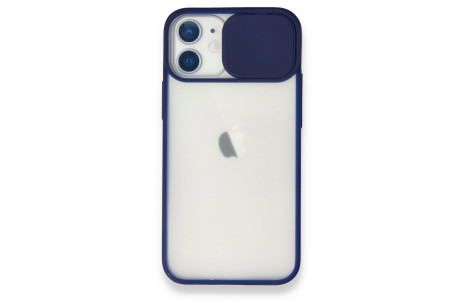 Newface iPhone 12 Mini Kılıf Palm Buzlu Kamera Sürgülü Silikon - Lacivert