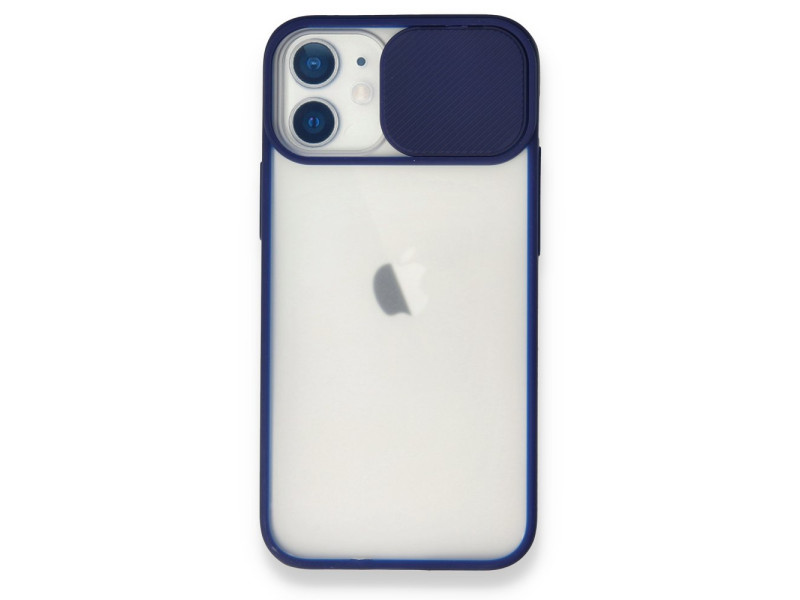 Newface iPhone 12 Mini Kılıf Palm Buzlu Kamera Sürgülü Silikon - Lacivert