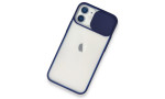 Newface iPhone 12 Mini Kılıf Palm Buzlu Kamera Sürgülü Silikon - Lacivert