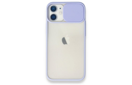 Newface iPhone 12 Mini Kılıf Palm Buzlu Kamera Sürgülü Silikon - Lila