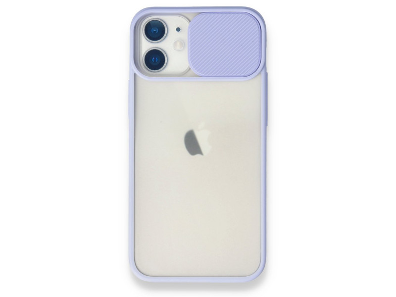 Newface iPhone 12 Mini Kılıf Palm Buzlu Kamera Sürgülü Silikon - Lila