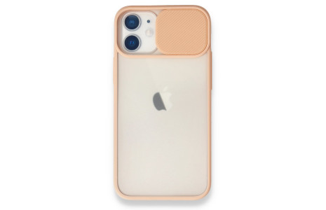 Newface iPhone 12 Mini Kılıf Palm Buzlu Kamera Sürgülü Silikon - Pembe