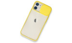 Newface iPhone 12 Mini Kılıf Palm Buzlu Kamera Sürgülü Silikon - Sarı