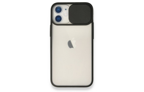 Newface iPhone 12 Mini Kılıf Palm Buzlu Kamera Sürgülü Silikon - Siyah