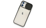 Newface iPhone 12 Mini Kılıf Palm Buzlu Kamera Sürgülü Silikon - Siyah