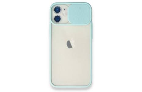 Newface iPhone 12 Mini Kılıf Palm Buzlu Kamera Sürgülü Silikon - Turkuaz