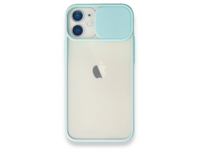 Newface iPhone 12 Mini Kılıf Palm Buzlu Kamera Sürgülü Silikon - Turkuaz