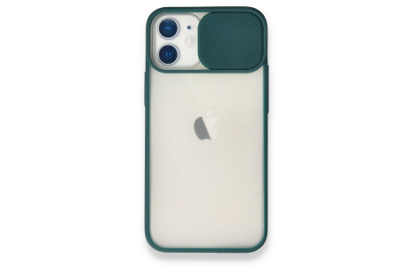 Newface iPhone 12 Mini Kılıf Palm Buzlu Kamera Sürgülü Silikon - Yeşil