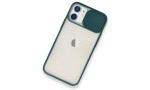 Newface iPhone 12 Mini Kılıf Palm Buzlu Kamera Sürgülü Silikon - Yeşil