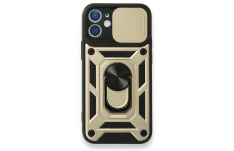 Newface iPhone 12 Kılıf Pars Lens Yüzüklü Silikon - Gold