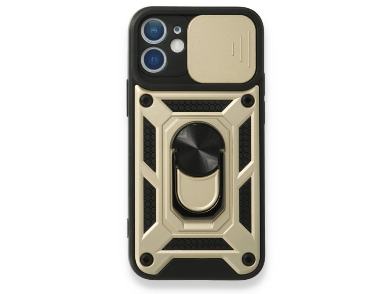 Newface iPhone 12 Mini Kılıf Pars Lens Yüzüklü Silikon - Gold