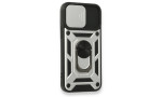 Newface iPhone 12 Mini Kılıf Pars Lens Yüzüklü Silikon - Gümüş