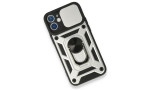 Newface iPhone 12 Mini Kılıf Pars Lens Yüzüklü Silikon - Gümüş