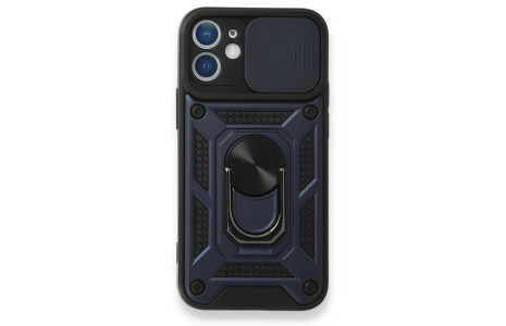 Newface iPhone 12 Kılıf Pars Lens Yüzüklü Silikon - Lacivert