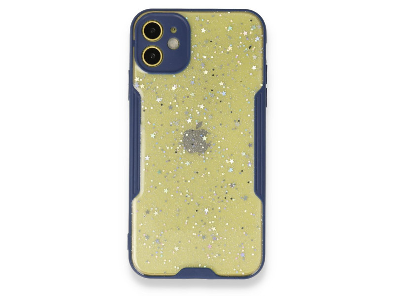 Newface iPhone 12 Mini Kılıf Platin Simli Silikon - Lacivert