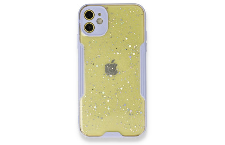 Newface iPhone 12 Mini Kılıf Platin Simli Silikon - Lila