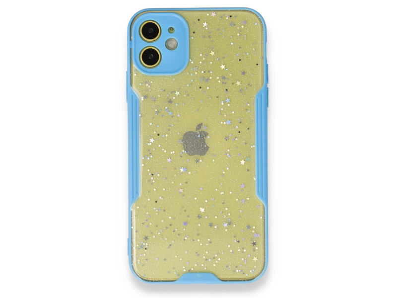 Newface iPhone 12 Mini Kılıf Platin Simli Silikon - Mavi