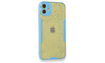 Newface iPhone 12 Mini Kılıf Platin Simli Silikon - Mavi
