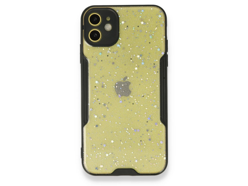 Newface iPhone 12 Mini Kılıf Platin Simli Silikon - Siyah