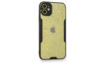 Newface iPhone 12 Mini Kılıf Platin Simli Silikon - Siyah