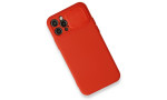 Newface iPhone 12 Pro Kılıf Color Lens Silikon - Kırmızı