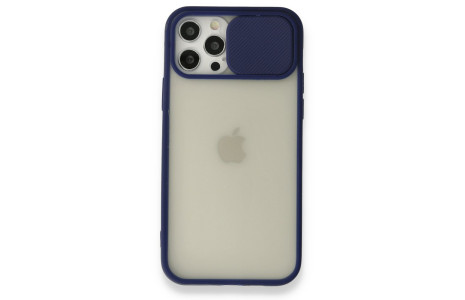 Newface iPhone 12 Pro Kılıf Palm Buzlu Kamera Sürgülü Silikon - Lacivert