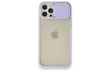 Newface iPhone 12 Pro Kılıf Palm Buzlu Kamera Sürgülü Silikon - Lila