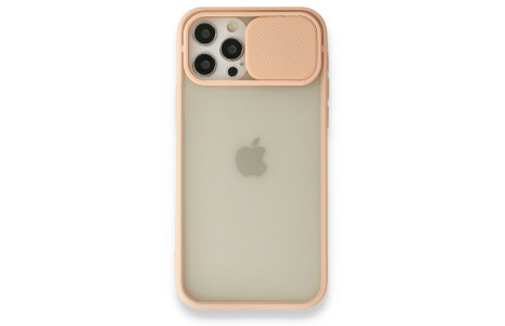 Newface iPhone 12 Pro Kılıf Palm Buzlu Kamera Sürgülü Silikon - Pembe